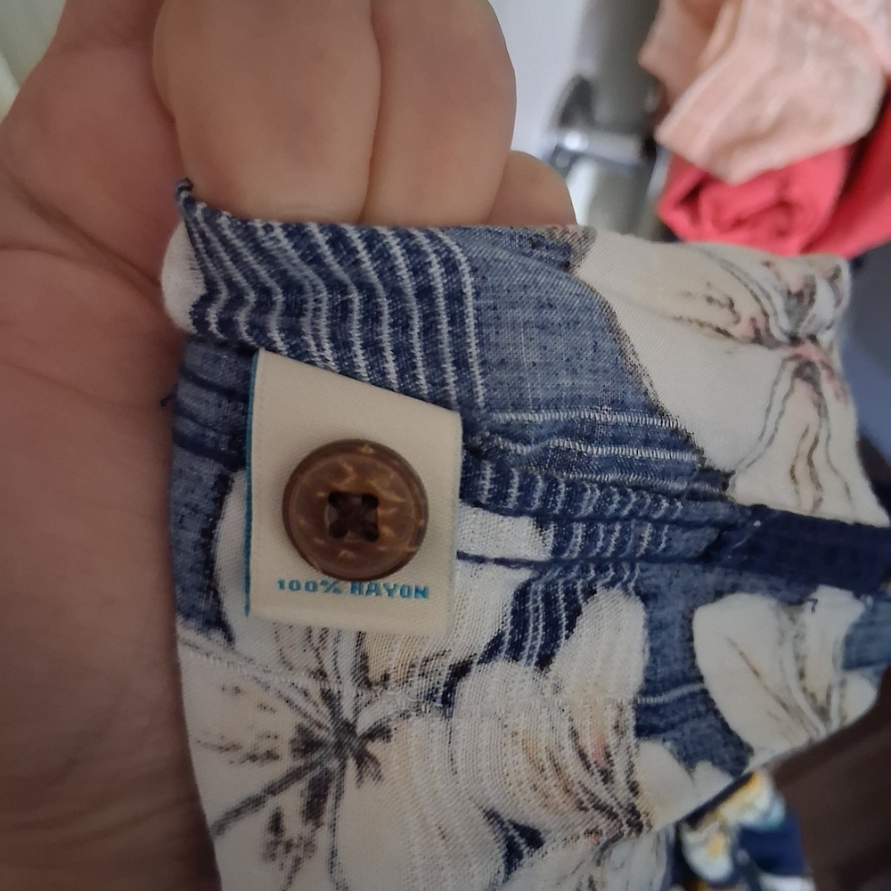 Caribbean Floral Button Down Shirt - Navy and White - Picture 5 of 5